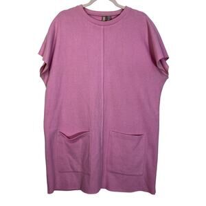 Asos Pink Short Sleeve Boxy Oversized To Knee Soft 2 Pockets Shift Dress Size 10